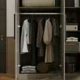thumbnail image 6 of WIAWG 3-Door Large Wardrobe Armoire Closet with 3 Doors,Wardrobe Cabinet for Hanging Clothes for Bedroom,Brown, 6 of 7