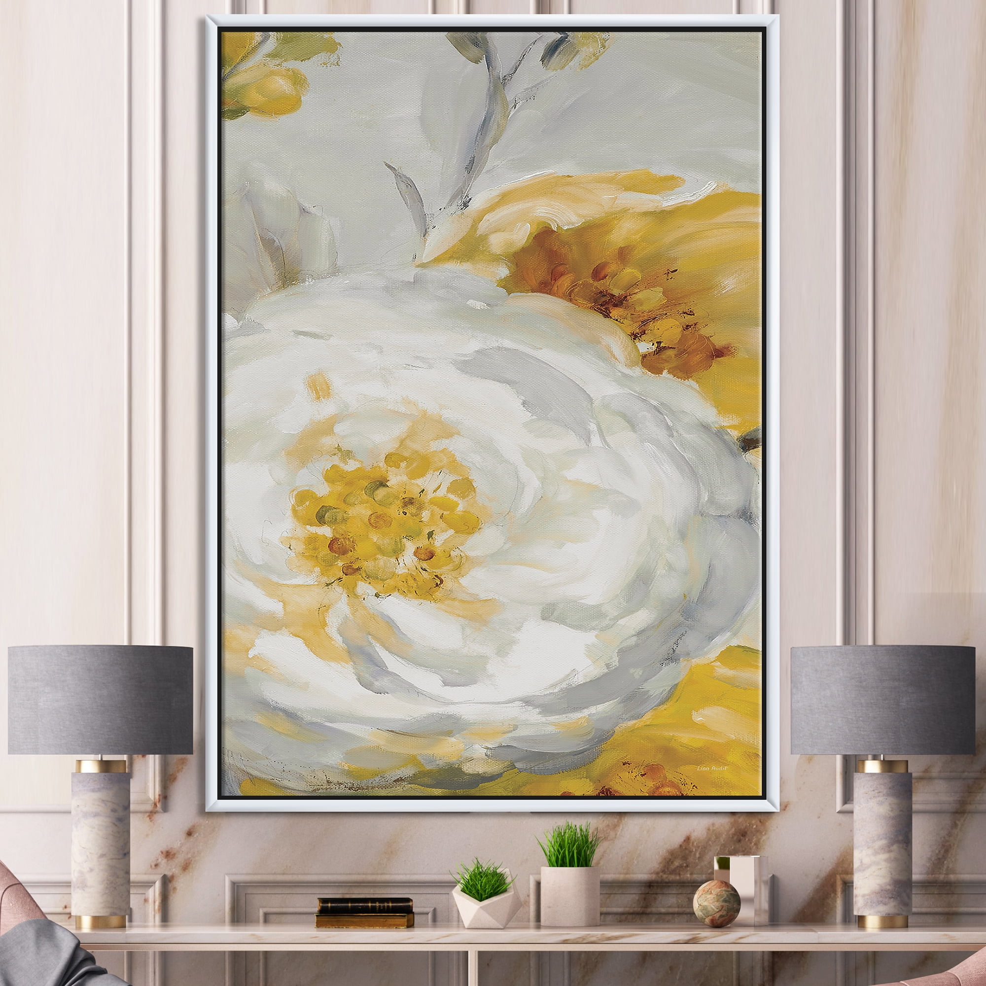 Designart ' Sunshine Yellow Flower I ' Floral Framed Canvas