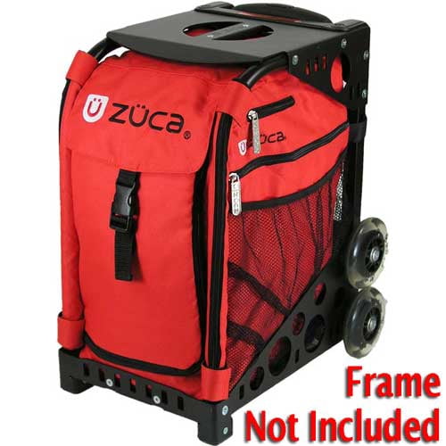 Zuca Sport Chilli Insert Bag (Red) & Green Frame with Flashing Wheels