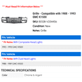 thumbnail image 2 of Grille - Compatible with 1988 - 1993 GMC K1500 1989 1990 1991 1992, 2 of 2
