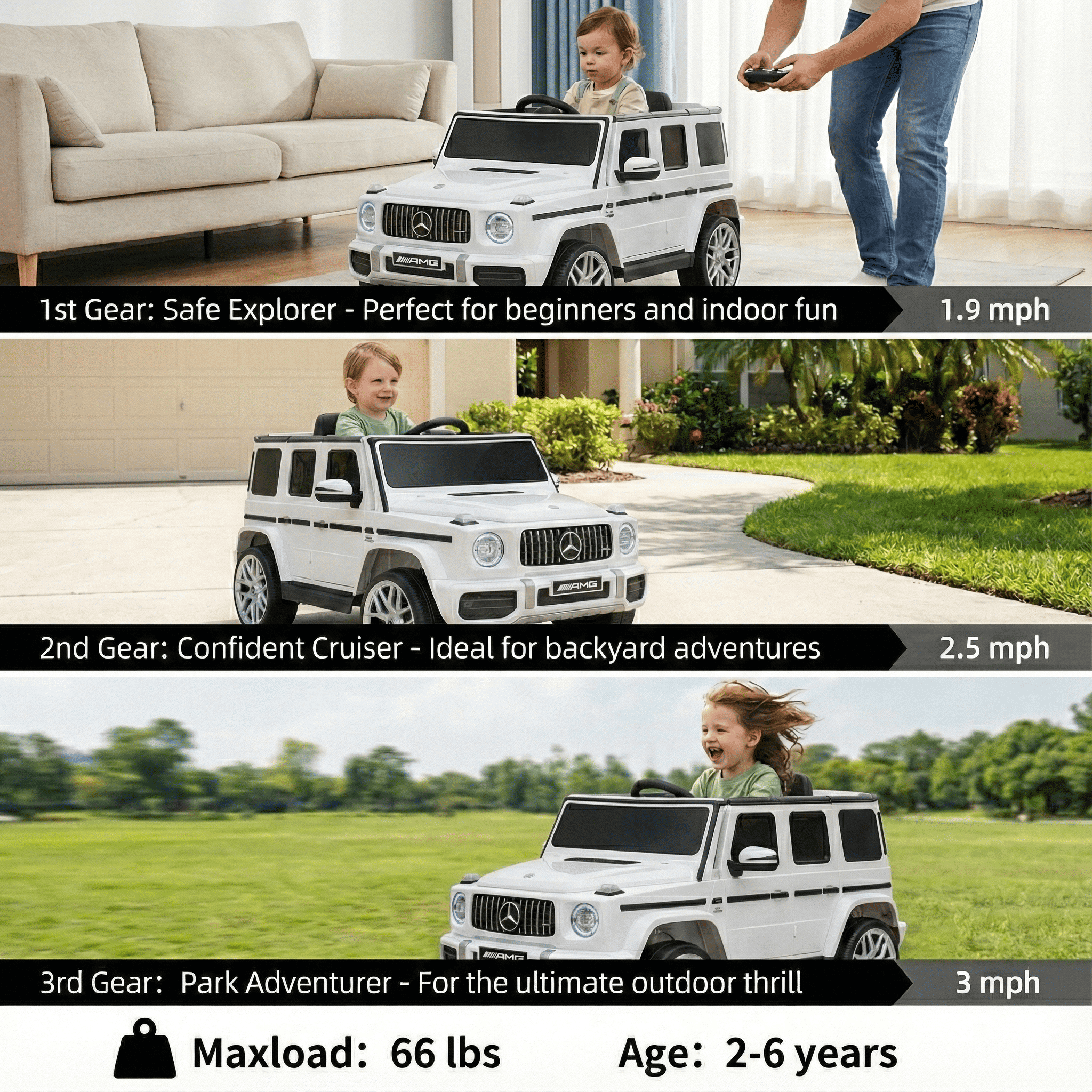 Cozphia Licensed Mercedes-Benz AMG G63 Ride on Car,12V Electric Vehicles with Remote Control,Rechargeable Battery,Flickering Lights/LED Lights, Bluetooth,Music