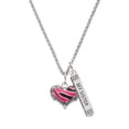 thumbnail image 1 of Delight Jewelry Silvertone Hot Pink Tiger Print Heart Silvertone Always My Sister Bar Charm Necklace, 23", 1 of 4