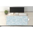 thumbnail image 2 of Feather Computer Mouse Pad, Vintage Monochrome Pattern of Quills and Sun Motifs Design, Rectangle Non-Slip Rubber Mousepad X-Large, 35" x 15" Gaming Size, Pale Blue and White, by Ambesonne, 2 of 2