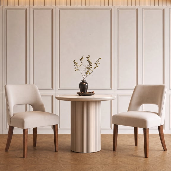 Usiant Dining Chairs Set of 2, with Solid Wood Legs for Dining Room, Kitchen and Living Room,Beige