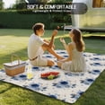 thumbnail image 4 of Navy Blue Spring Floral Outdoor Rug for Patio/Deck/Porch, Non-Slip Large Area Rug 5 x 7 Ft, Farmhouse Flowers Modern Art Indoor Outdoor Rugs Washable Area Rugs, Reversible Camping Rug Carpet Runner, 4 of 8