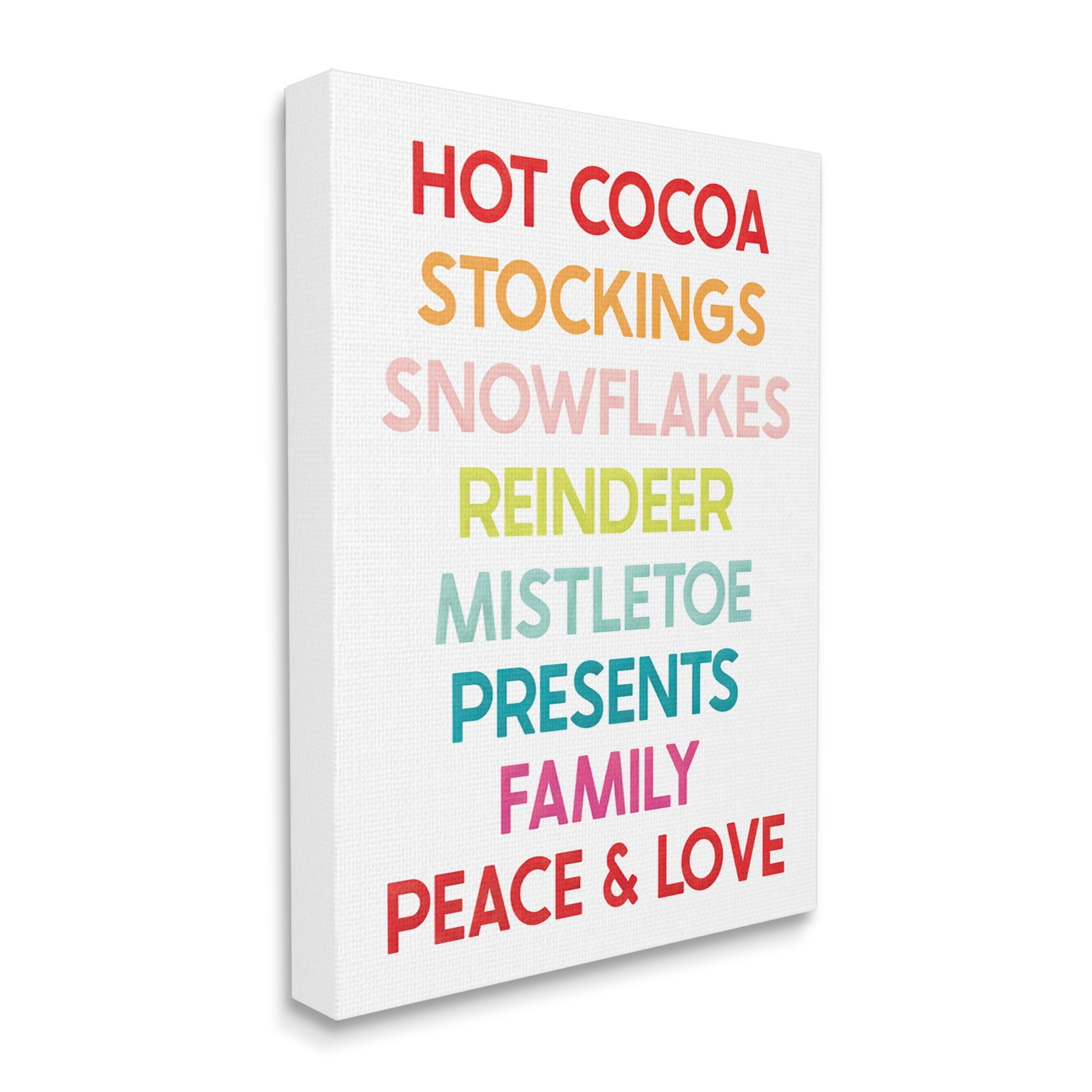 Stupell Industries Peace & Love Rainbow Christmas List Holiday Painting Gallery Wrapped Canvas Print Wall Art
