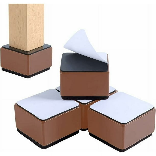 Elevadores de patas de muebles para una limpieza cómoda y protección del piso, resistentes, soportan hasta 10 000 libras, elevadores de cama de acero al carbono macizo, almohadilla de goma