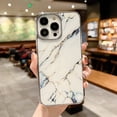 thumbnail image 1 of Slim Marble Case for iPhone 13 Pro, Marble Pattern Shiny Electroplated Plating Silver Frame Cover, Rugged PC + TPU Shockproof Non-Slip Phone Case for iPhone 13 Pro,Pattern-B, 1 of 6
