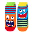thumbnail image 1 of Jefferies Socks Boy's Monster Fuzzy Non-Skid Slipper Socks 2 Pack, Multi, Small, 1 of 2