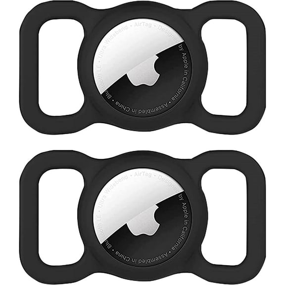 Airtag Dog Collar Holder (2 Pack) - Waterproof Airtag Case for Pet GPS Tracker - Personalized Silicone Dog Tags