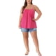 thumbnail image 2 of CURVY GLAM Camiseta sin mangas básica plisada para mujeres de talla grande con tirantes ajustables 3X Rosa intenso, 2 of 6