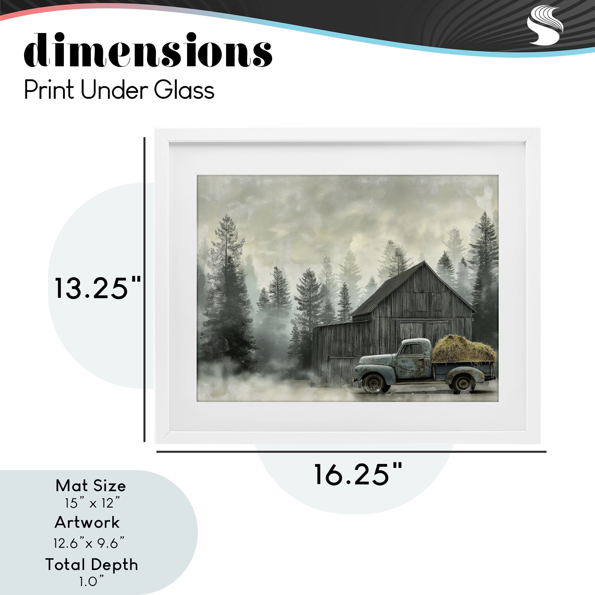 Stupell Industries Vintage Pickup at Misty Barn White Framed Print Under Glass, design by Imagine It Images