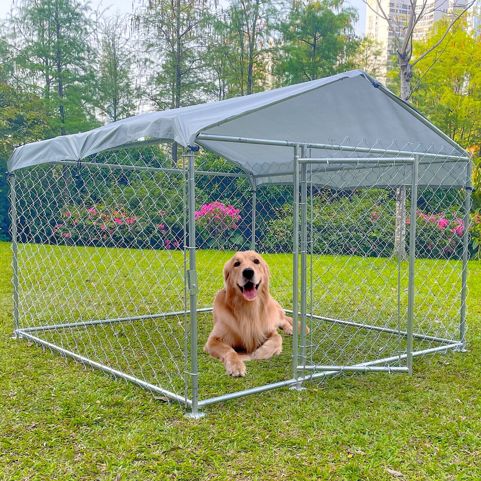 Large Outdoor Pet Dog Run House Kennel Shade Cage Enclosure with Cover Playpen