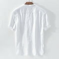 thumbnail image 3 of outfmvch long sleeve shirts for men baggy cotton linen solid color short sleeve retro t shirts womens tops white, 3 of 4