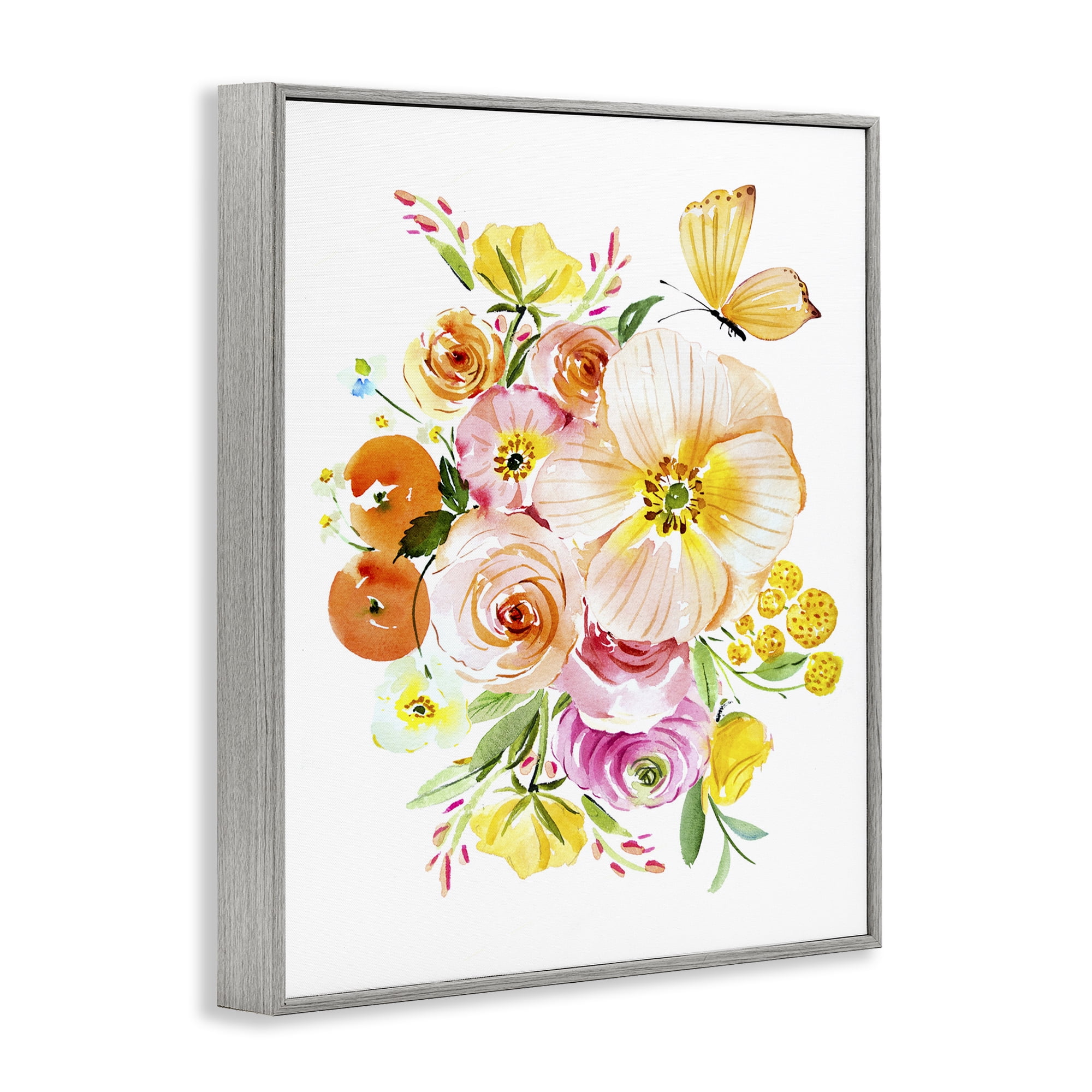 Stupell Industries Varied Flower Bundle Botanical & Floral Painting Gray Framed Art Print Wall Art, 24 x 30