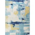 thumbnail image 1 of Bashian E110-IVBL-4X6-5470 Bashian Everek Collection Abstract Contemporary Polypropylene Machine Made Area Rug, Ivory & Blue - 3 ft. 6 in. x 5 ft. 6 in., 1 of 1