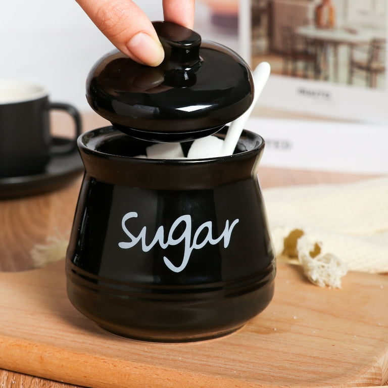 Buy Sugar with Lid and Spoon,Set of 3 Ceramic Food Storage Jar with  Lids,8oz Porcelain Sugar Condiment Jar with Lid and Bamboo Base,Sugar  Container with Spoon for Sugar,Coffee,Tea,Spice(250ml) Online at  desertcartIsrael
