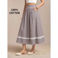 thumbnail image 7 of Brown Womens 100% Cotton A-Line Midi Skirt With Lace Hem And Side Pocket, 7 of 7