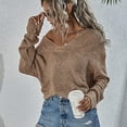 thumbnail image 2 of Pull Col en V, Pull Ajouré pour Femmes Manches Longues Pull Épaules Dénudées Conçu pour la Perfection, 2 of 5