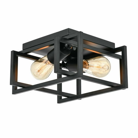 

Oukaning 2 Light Industrial Ceiling Light Farmhouse Flush Mount Matte Black Finish