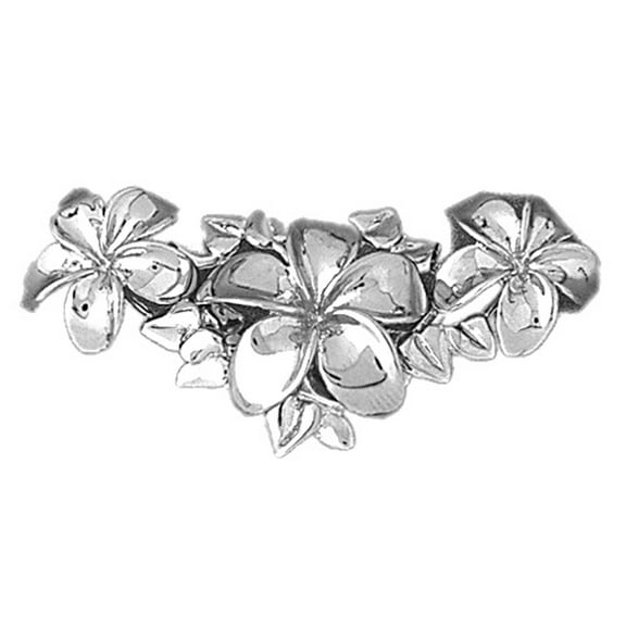 18K White Gold Plumeria Slide Pendant - 41 mm