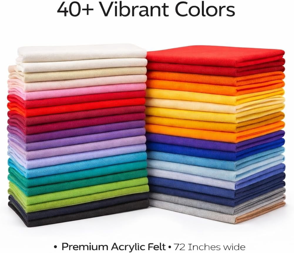 FabricLA Acrylic Felt Fabric | Soft, Non-Stiff Material | 72” Wide, 1.6mm Thick | Felt by The Yard for Crafts, Sewing, Padding & DIY Projects | 50 Yards Bolt (Royal Blue A15)