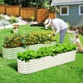 thumbnail image 2 of Aoodor 9-in-1 Modular Metal Raised Garden Bed, 89"L x 18"W x 17"H Outdoor Planter Box for Vegetables, Flowers, Herbs, Beige, 2 of 8