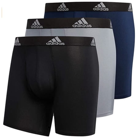 Adidas Men's Performance Boxer Brief Underwear (3-Pack) - Black/Grey/Navy