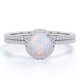 thumbnail image 1 of JeenMata Anillo de Bodas de 1,5 Uds con Ópalo de Fuego Natural Redondo y Moissanita Engastado en Oro Blanco de 18 K sobre Plata, 1 of 6