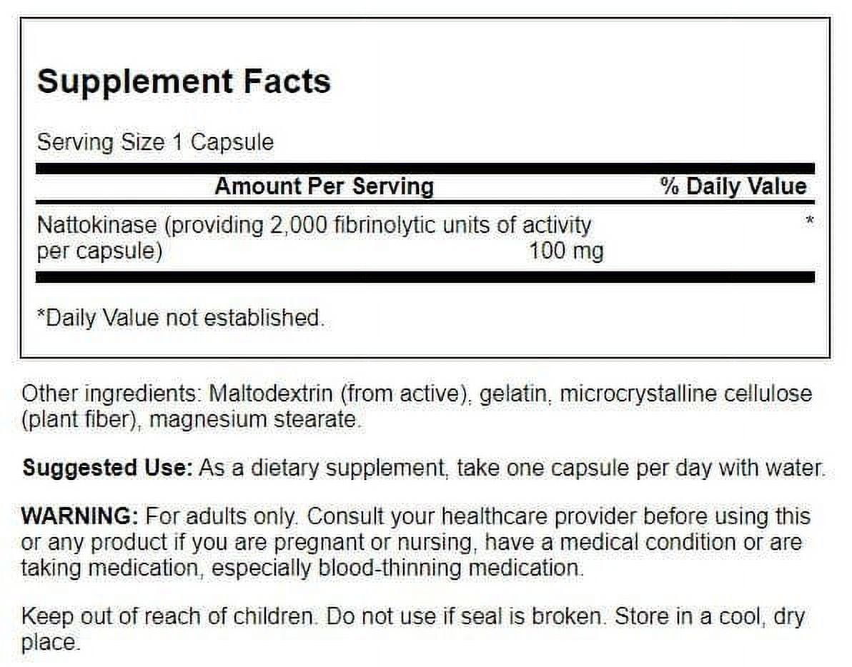 Swanson Nattokinase 2000 Fibrinolytic Units 100 Milligrams 30 Capsules Enzyme (2 Pack)