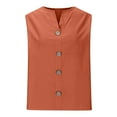 thumbnail image 4 of UVEASISHA Summer Tank Tops for Women Sleeveless V Neck Button Down Tshirt Lightweight Comfy Going Out Tops Orange S, 4 of 5