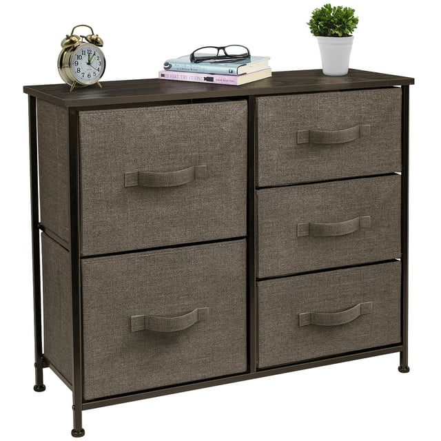 Commode 5 Tiroirs - Brun