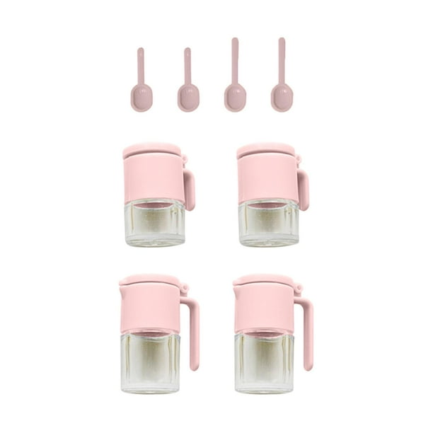 Frascos de vidrio Miniaturas CUTICAT Casa de muñecas Accesorios de cocina Jarra de aceite Botella de condimento Juego de cocina de juego de Rosa