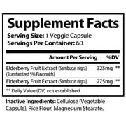 Pristine Elderberry Capsules 600 mg/Serving Dietary Supplement for Support Immune Health, 60 Ct.