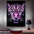 thumbnail image 6 of Mudket Purple Glitter Sequin Leopard Portrait Canvas Wall Art, Luxury Glam Wildlife Trendy Wall Art Print Waterproof Canvas for Living Room Bedroom Home Decor, Framed Ready to Hang - 12"L x 8"W, 6 of 9