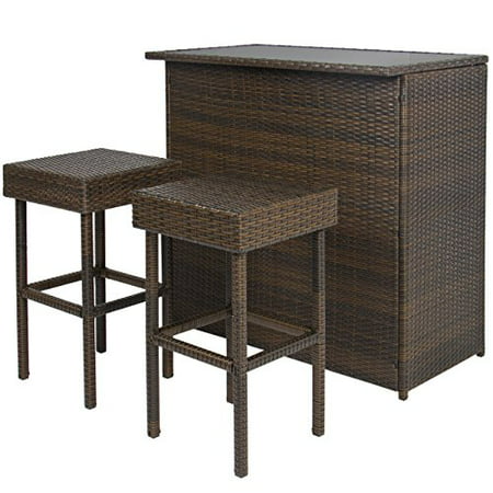 Best Choice Products Wicker 3-Piece Outdoor Bar