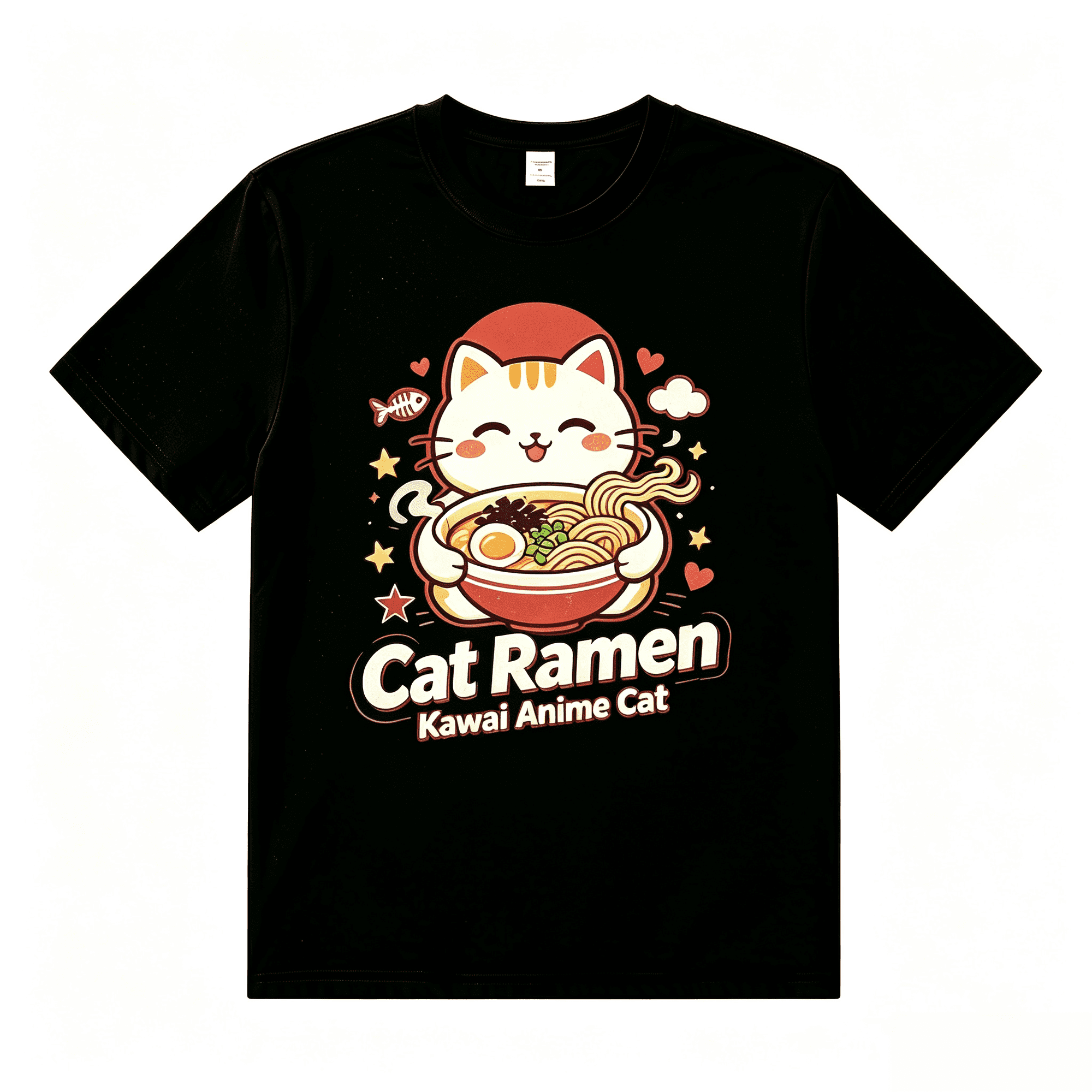 Cat Ramen Japanese Funny Graphic Tees Kawaii Cat Anime Gifts T-Shirt