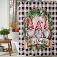 thumbnail image 4 of Pink Christmas Shower Curtain, Xmas Winter Gnomes Black Buffalo Plaid Waterproof Fabric Shower Curtains with 12 Hooks, Bathroom Curtain Set for Bathroom Accessories Decor, 72 x 84 Inches, 4 of 9