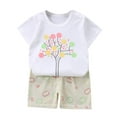 thumbnail image 2 of 2Pcs Baby Girls Outfit Clearance Toddler Kids Baby Boys Girls Fashion Cute Short SleevePrint Casual Suit, 2 of 3