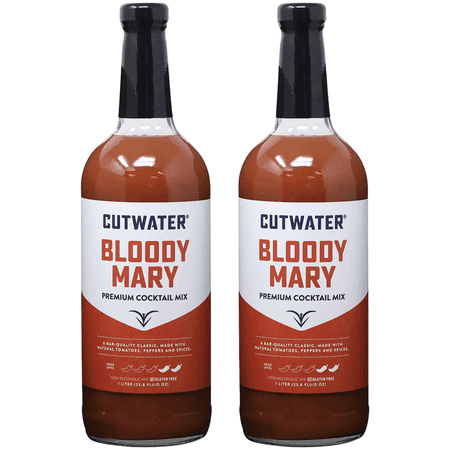 Cutwater Mild Bloody Mary Mix 2 Pack - 1L Bottles- 25 Calories Fat-Free - Full-Bodied Flavorful Mixe