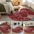 thumbnail image 5 of Round Rug 6Ft Washable Non-Slip, Red Flowers Circle Area Rugs for Living Room Bedroom, Spring Floral Botanical Modern Art Indoor Floor Mats Carpet Runner for Home Decor Aesthetic, 5 of 8