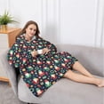thumbnail image 5 of Oversized Wearable Blanket Hoodie,Dark Blue Christmas Santa and Gnome Pattern Sherpa Blanket Hoodie with Super Pockets,Super Warm Fuzzy Pullover for Women & Men, 5 of 6