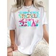 thumbnail image 1 of Camiseta informal de cuello redondo para mujer: moderna, con temática de enfermería, estampado geométrico, punto de algodón, cómoda, elasticidad media, camisetas de ocio., 1 of 9