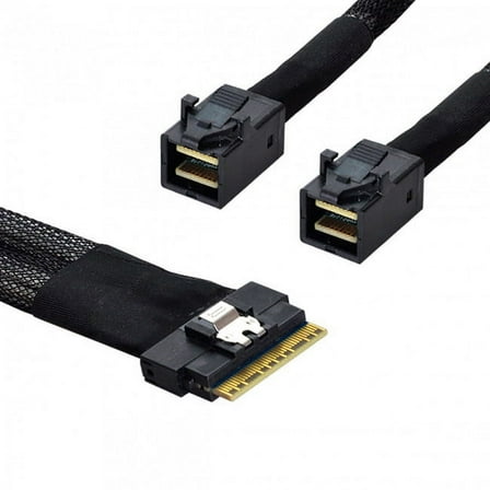 FVH PCI-E Ultraport Slimline SAS Slim 4.0 SFF-8654 8i 74pin to Dual SFF-8643 4i Mini SAS HD Cable PCI-Express