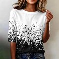 thumbnail image 2 of Domzest Womens Half Sleeve Tops Boho Floral Graphic Crew Neck Shirts Loose Fit Lightweight Dressy Casual Tunic Tops Multicolor S, 2 of 6