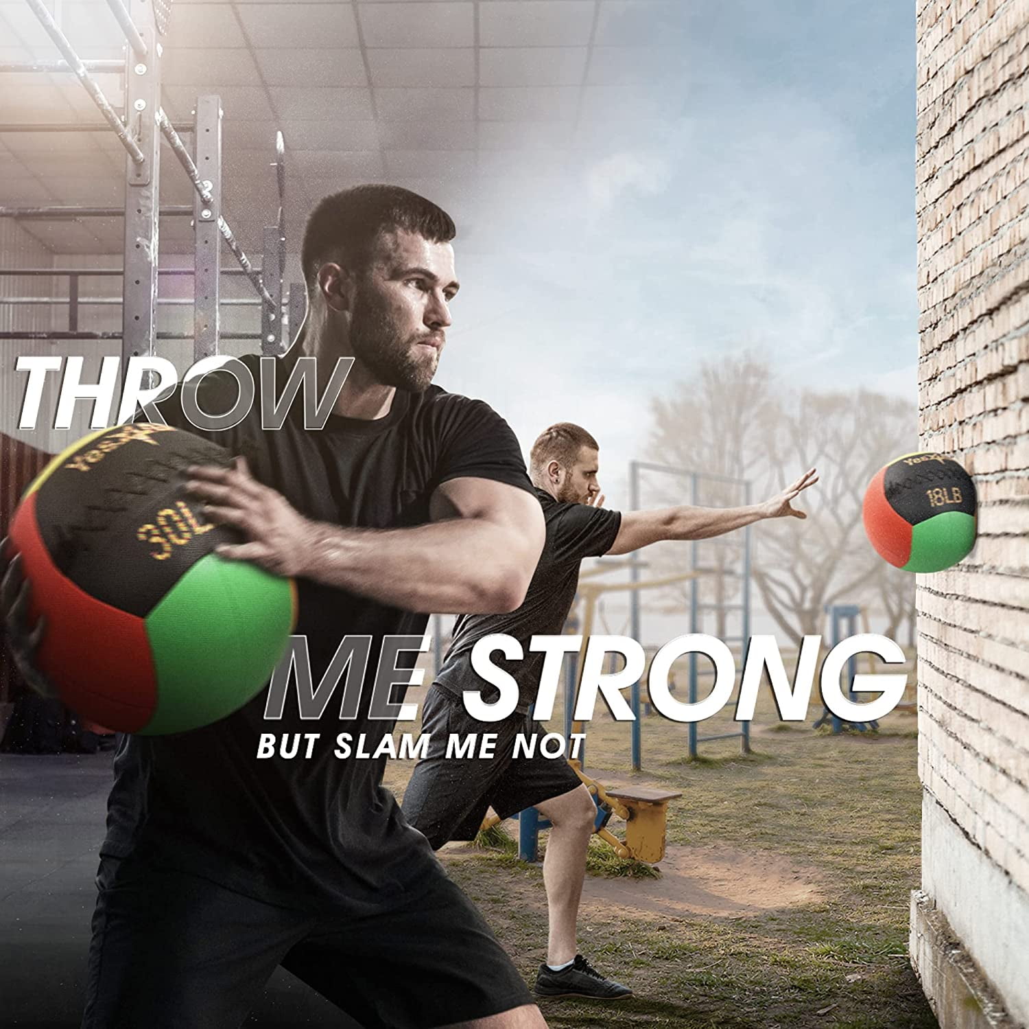 Yes4All 6lbs Wall Medicine Ball Vibrant