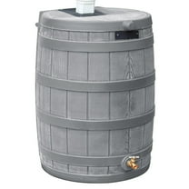 Good Ideas RW50 Rain Wizard 50gal Plastic Rain Barrel Water Collector, Gray