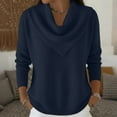 thumbnail image 2 of Women’s Long Sleeve Cowl Neck Pullover Sweater Knitwear Loose Fit Soft Lightweight Top for Fall Winter Spring, 2 of 5