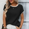 thumbnail image 7 of YUGYXL Sweater Vest Women Spring Summer Beach Casual Short Sleeve Crewneck Pullover Loose Fit Blouse Basic T Shirts Tops Black XL, 7 of 7