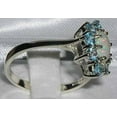 thumbnail image 4 of LBG British Made 9k White Gold Natural Opal & Blue Topaz Womens Anniversary Ring - 33 size options - Size 6.75, 4 of 6
